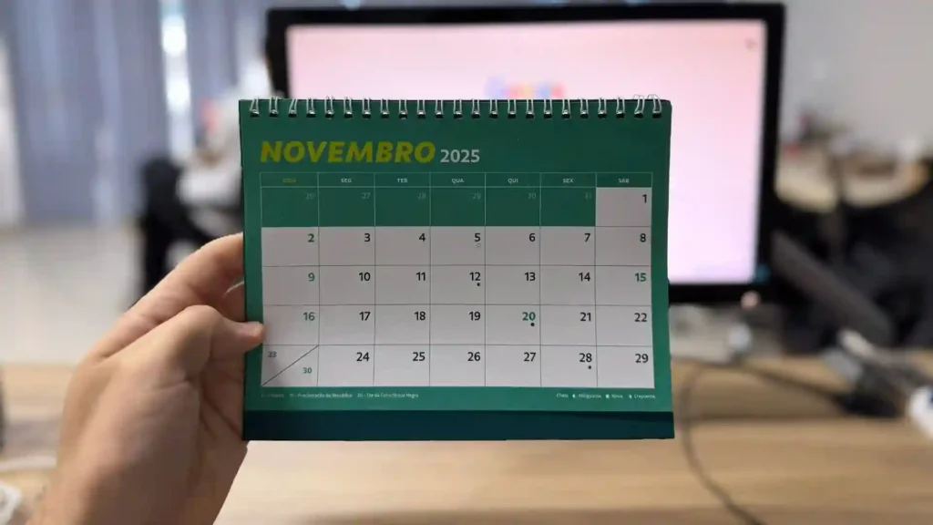 Homem segurando o calendário de novemrbo - @Reprodução