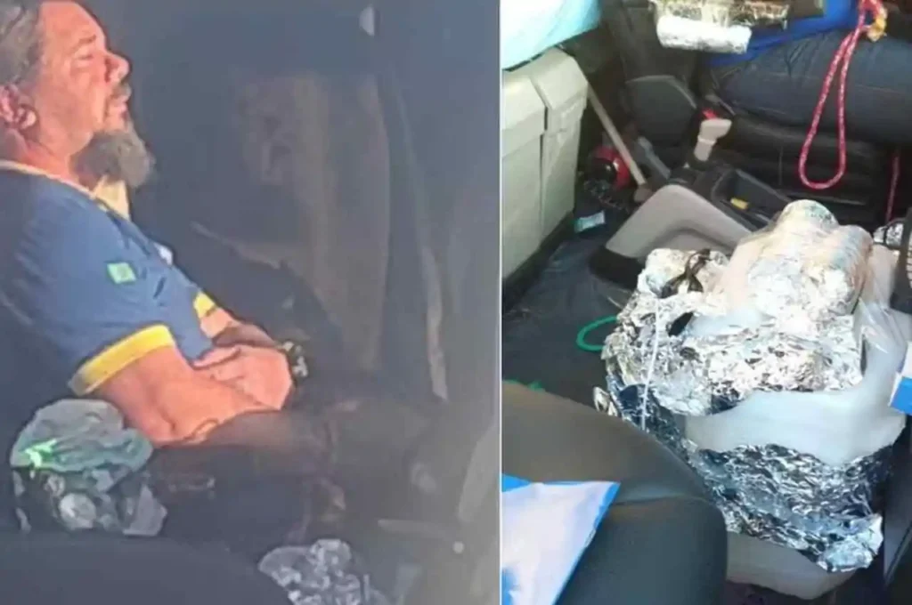 Motorista é resgatado de carreta com supostos explosivos e desmaia após crise de estresse