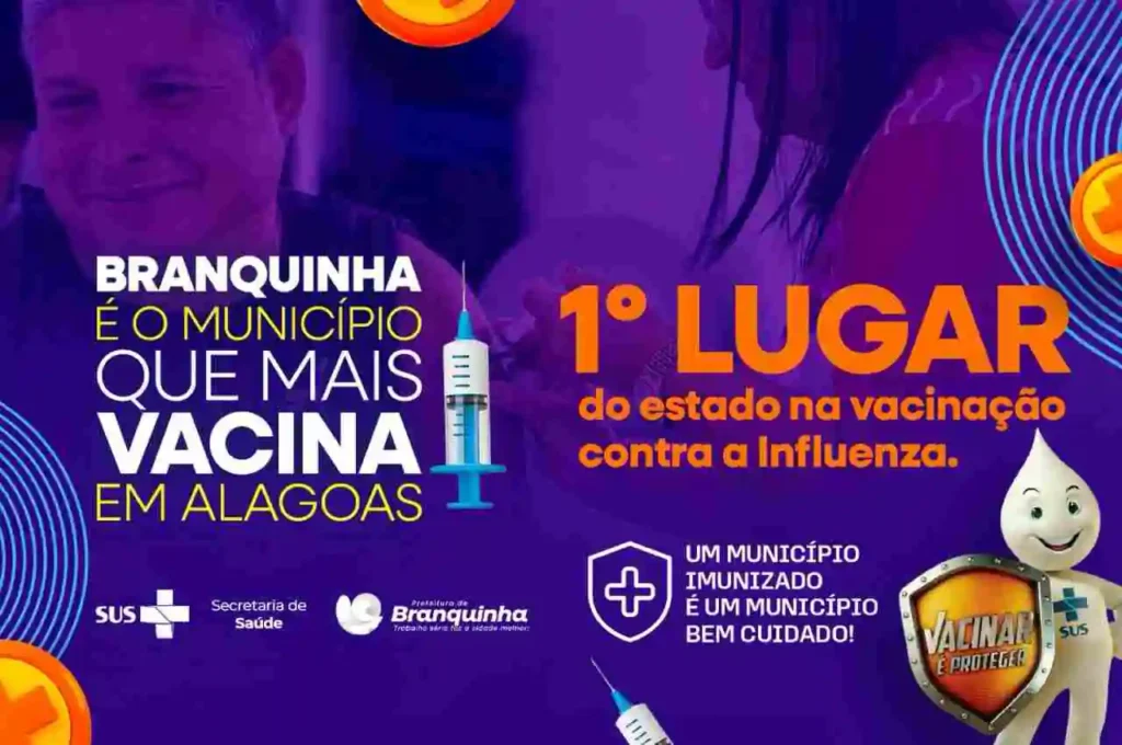 Branquinha alcança meta e lidera ranking de vacinação contra Influenza em Alagoas
