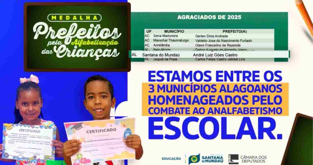 Prefeito de Santana do Mundaú é homenageado na Câmara dos Deputados por destaque na alfabetização